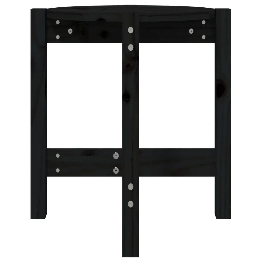 Tavolino da Salotto Nero Ø 42,5x45 cm in Legno Massello di Pino 822316