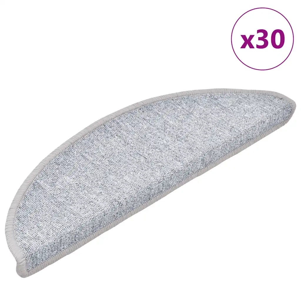 Tappetini per scale 30 pz 56x17x3 cm Grigio chiaro Semicircolari