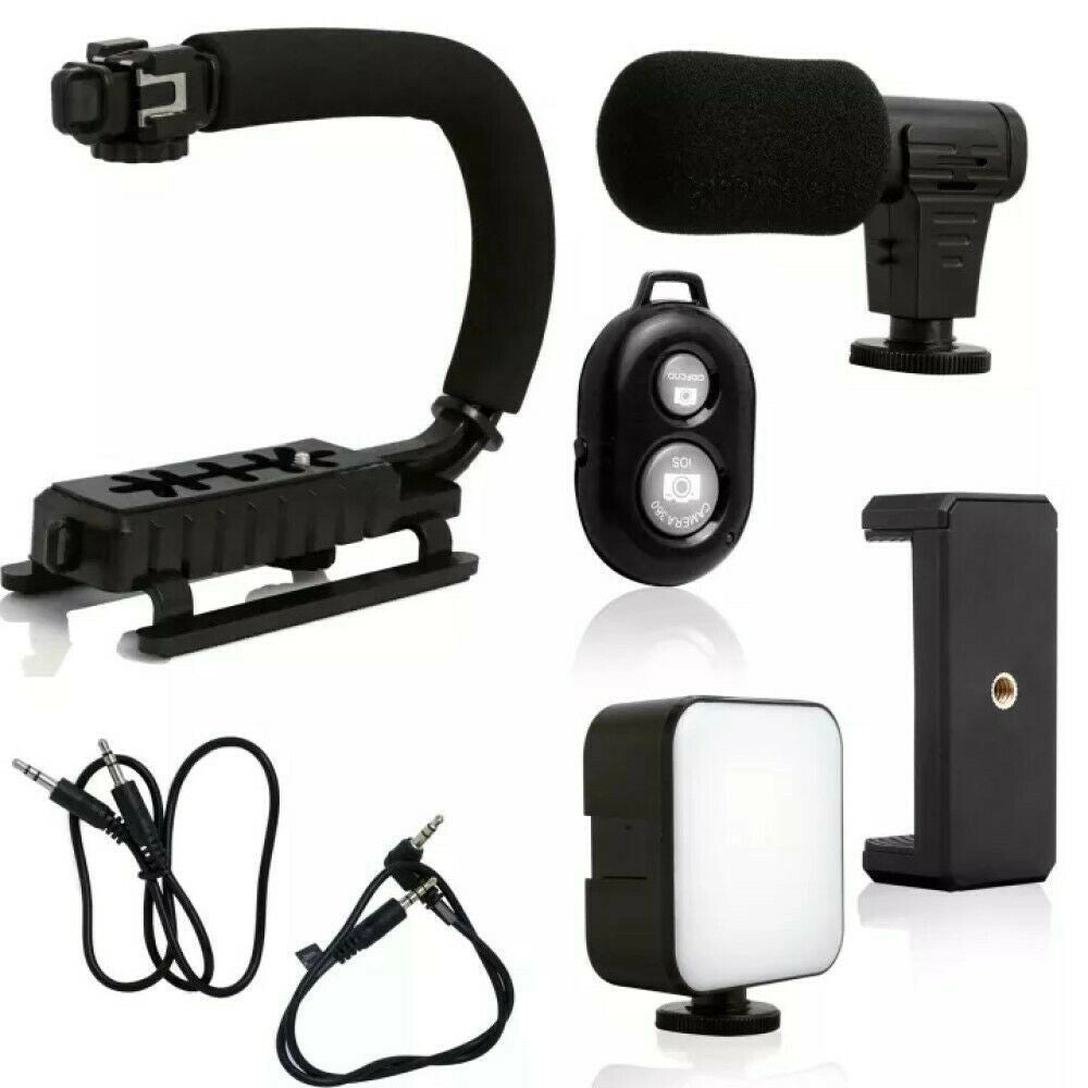 Trade Shop - Supporto Stabilizzatore Portatile Videocamera Smartphone Luce Microfono Ay-49u -