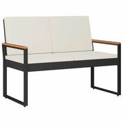 Panchina da esterno | Panchina da Giardino | Panca da Giardino Nero e Bianco Crema 107 x 61 x 80 cm