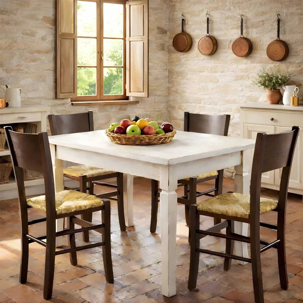 Sedie sala da pranzo Lucy set da 2 in legno noce scuro con seduta in paglia