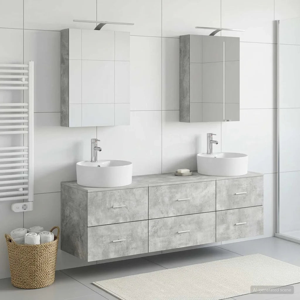 Set di mobili per il bagno 5 pcs Grigio Cemento 3406874
