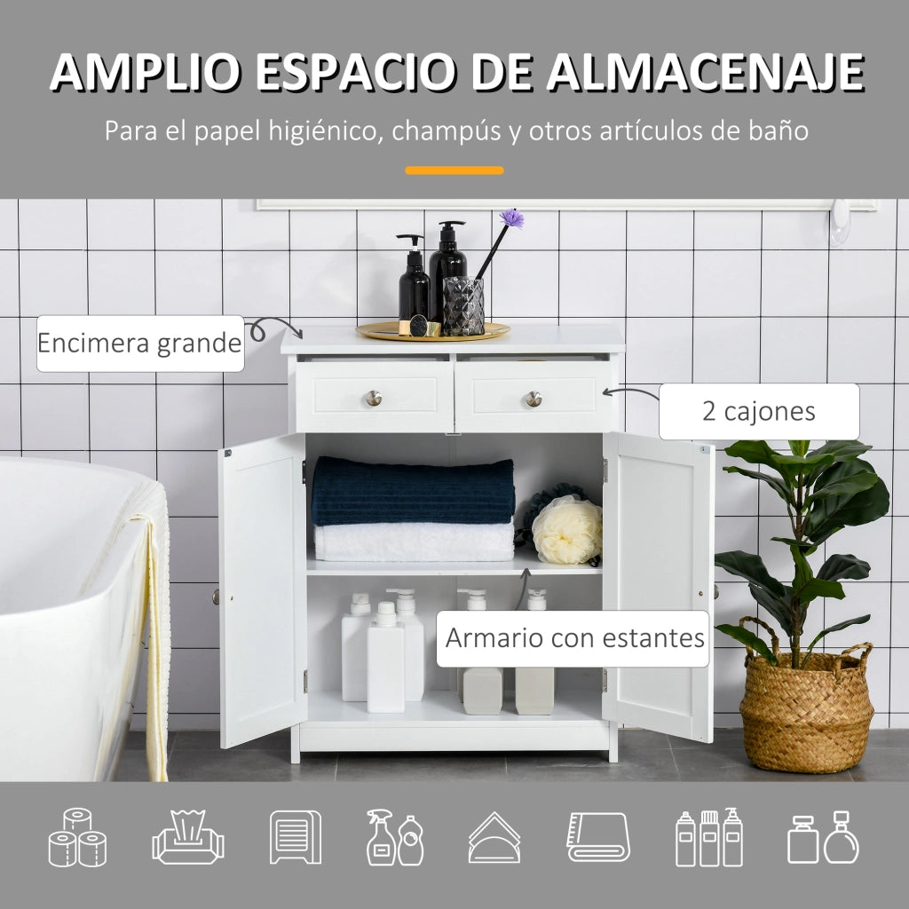 Mobiletto bagno con cassetti ¨C Xylo ¨C bianco 60x30x75 cm legno