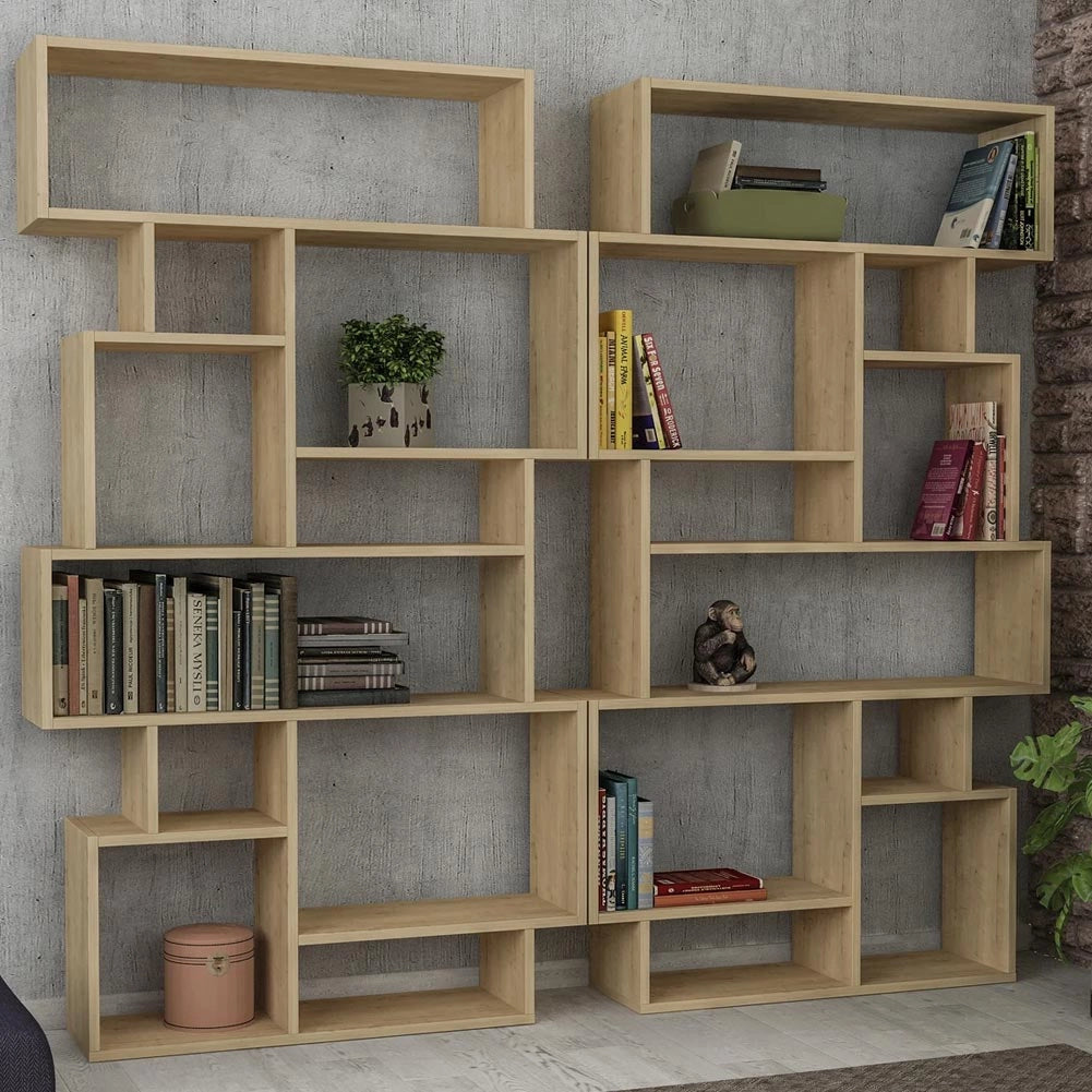Libreria Design Moderna Scaffale 8 Ripiani 168x96x25cm Casa Ufficio Quercia