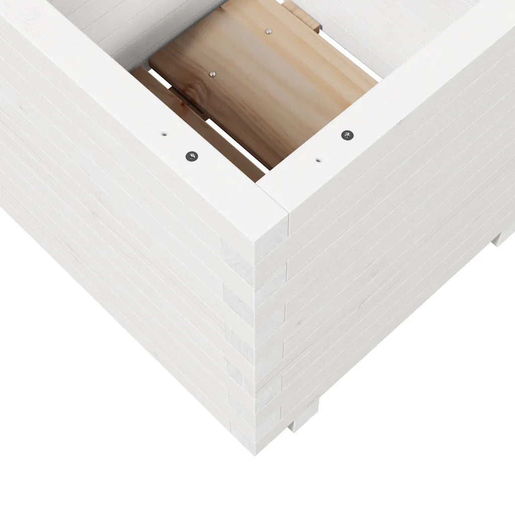 Fioriera da Giardino Bianca 50x50x49,5cm Legno Massello di Pino 847354