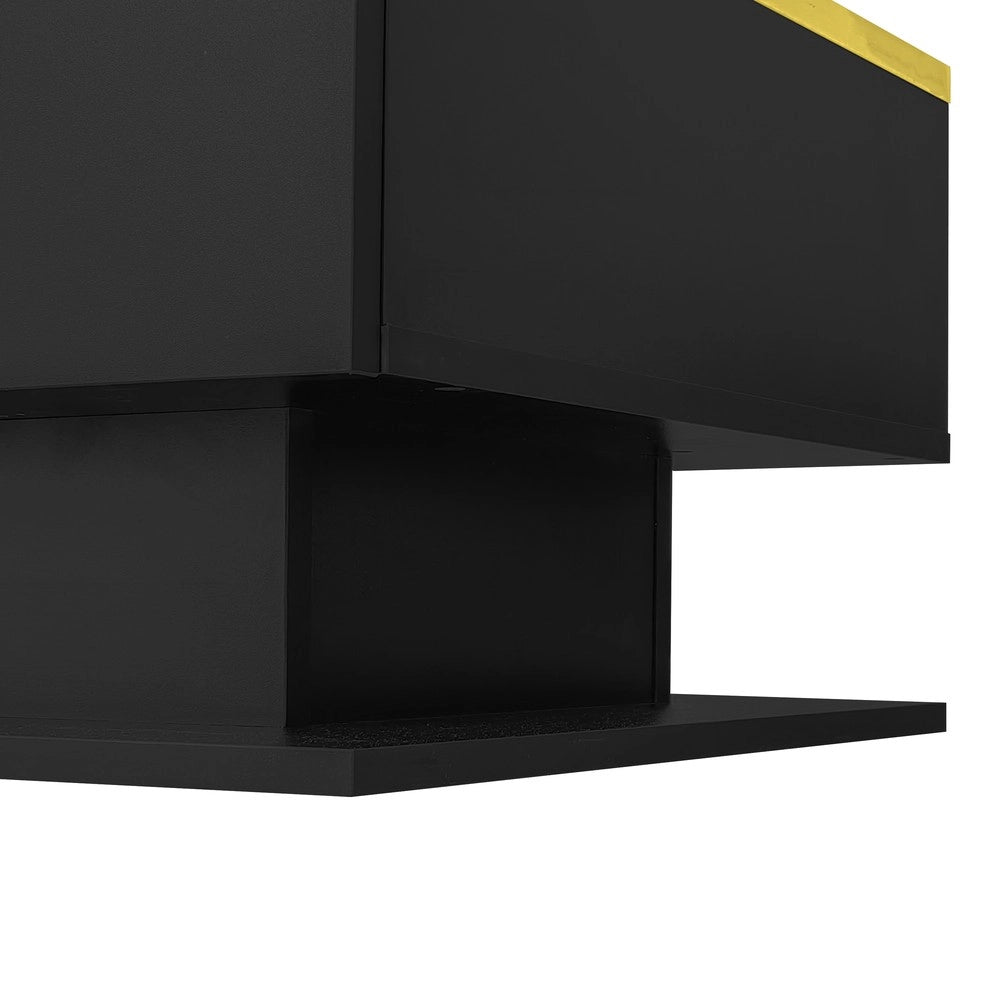 Tavolino da Caff¨¨ con LED e Vetro ¨C MINIMAL ¨C Nero Lucido, 100 cm