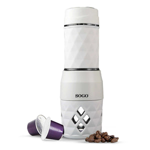 SOGO Caffettiera Manuale 3 in 1 per Capsule NESPRESSO, LAVAZZA, Caffè Macinato e Tè, Leggera e Portatile, Perfetta per Campeggio e Viaggi