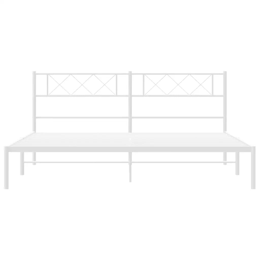 Giroletto con Testiera-Struttura Letto con testiera Metallo Bianco 160x200 cm 774259