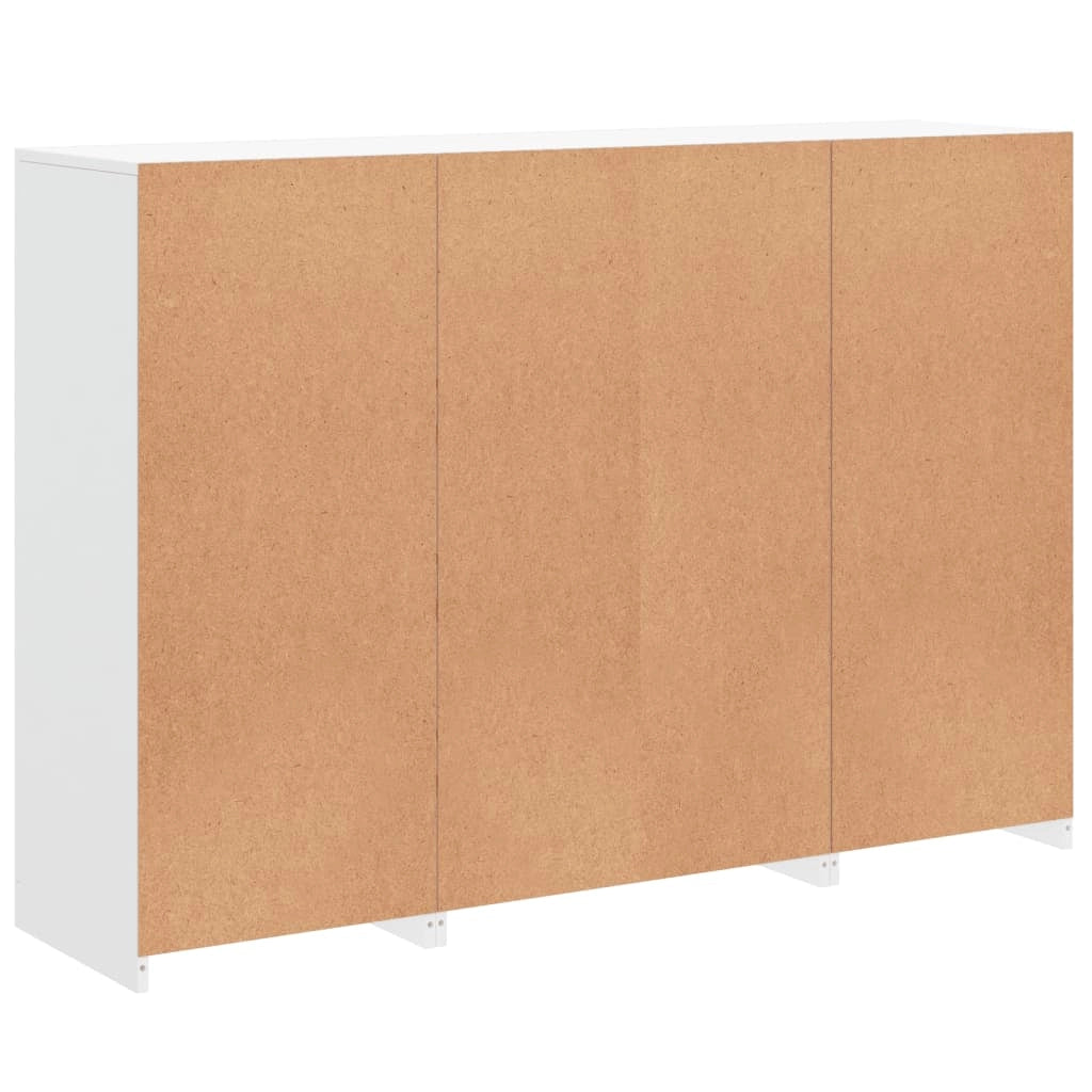 Buffet credenza cassettiera mobiletto mobile contenitore organizer per cucina soggiorno salotto con luci a LED 3 pezzi legno ingegnerizzato bianco 02_0037196