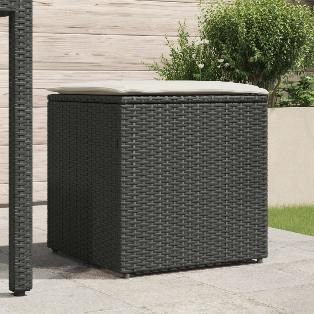 Scatola di Stoccaggio per Esterni Nero e Panna Rattan, Poliestere