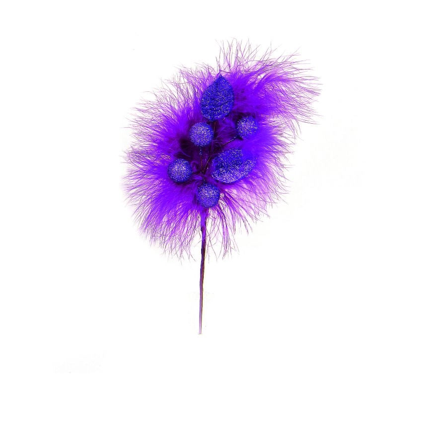 Pick boa viola  sfere e foglie alto cm.20