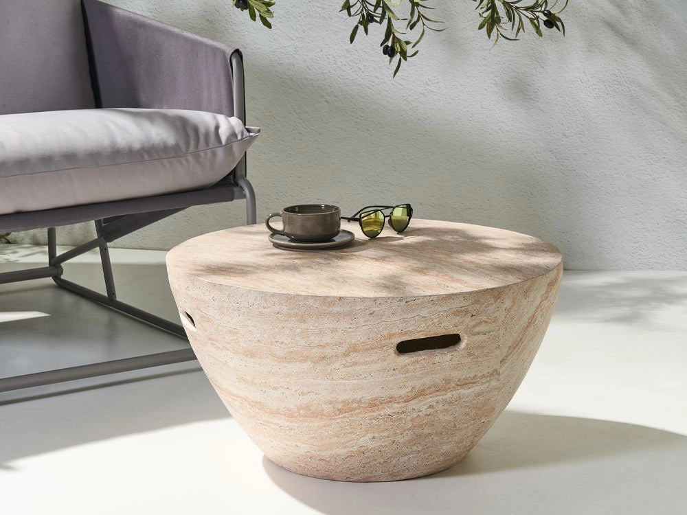 Tavolino effetto travertino Piano impiallacciato simil-pietra Beige  Design moderno Soggiorno
