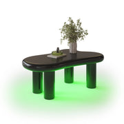 Tavolino da caffè con 1 Cassetto e LED a 16 colori; forma nuvola; per Soggiorno; in MDF; 98 × 65.5 × 40 cm; Nero