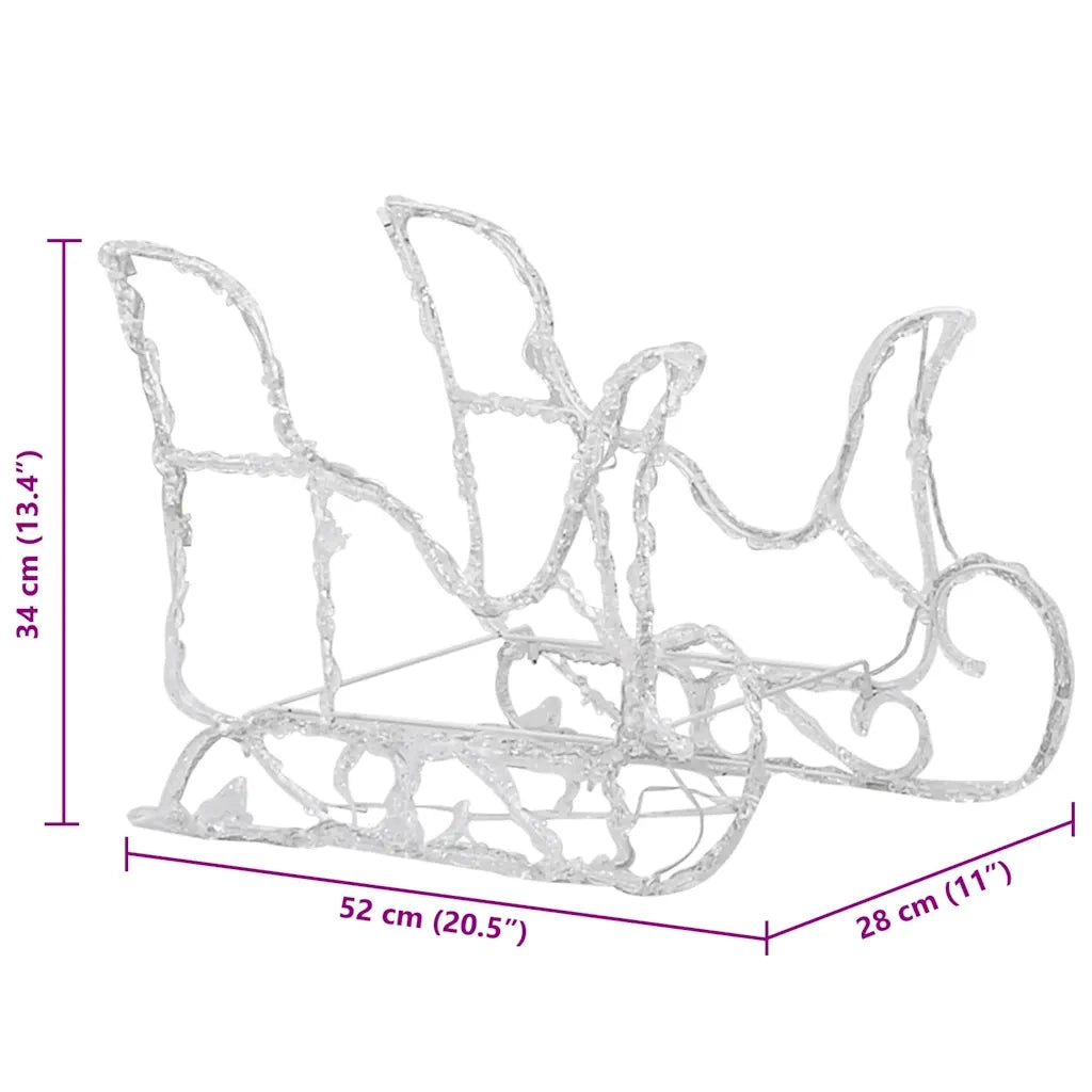 Decorazione Natalizia Renne e Slitta 160 LED 130 cm in Acrilico cod mxl 42188