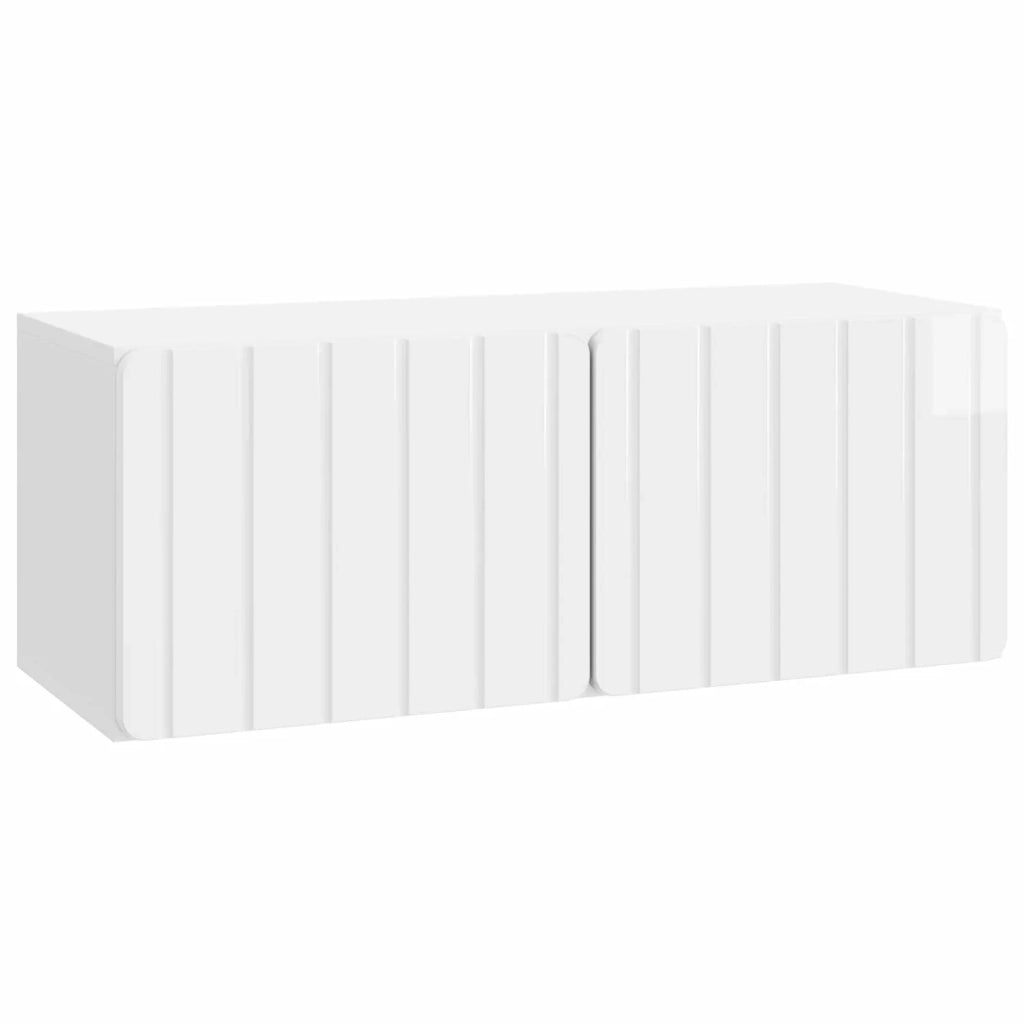 Mobile Porta TV da Muro Bianco Lucido 78,5 x 31 x 30 cm