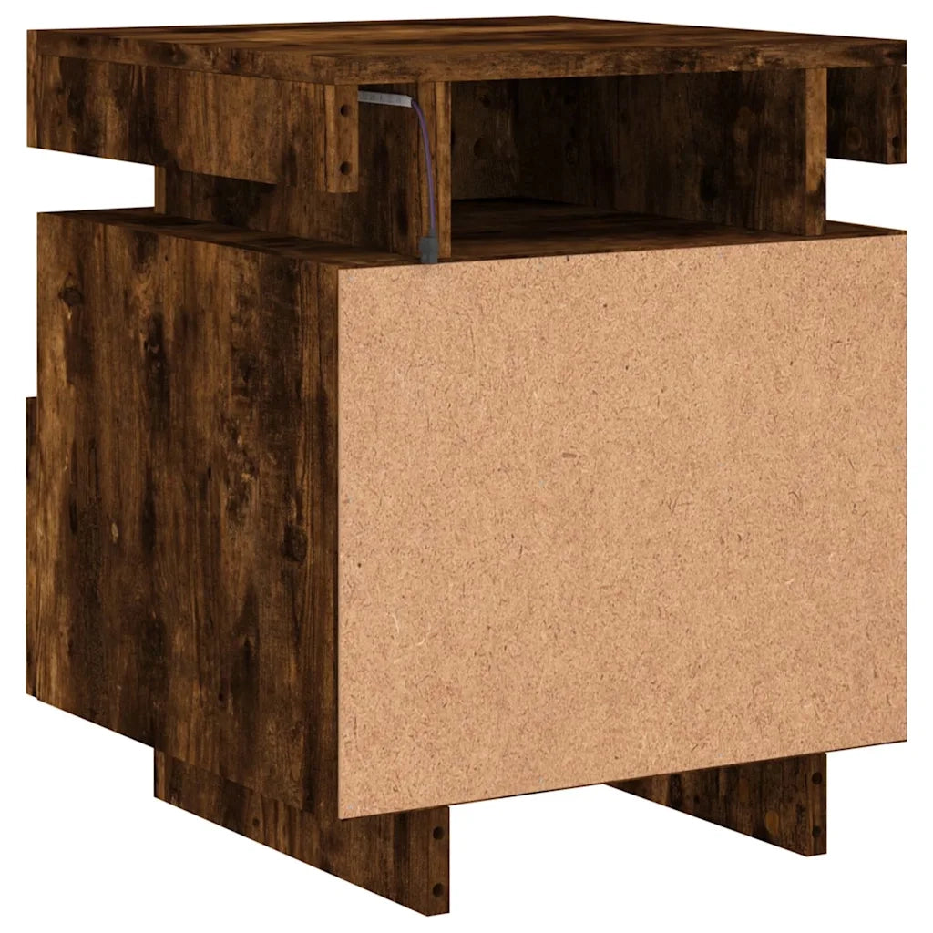 Comodini con Luci LED 2pz Rovere Fumo 40x39x48,5 cm 836793