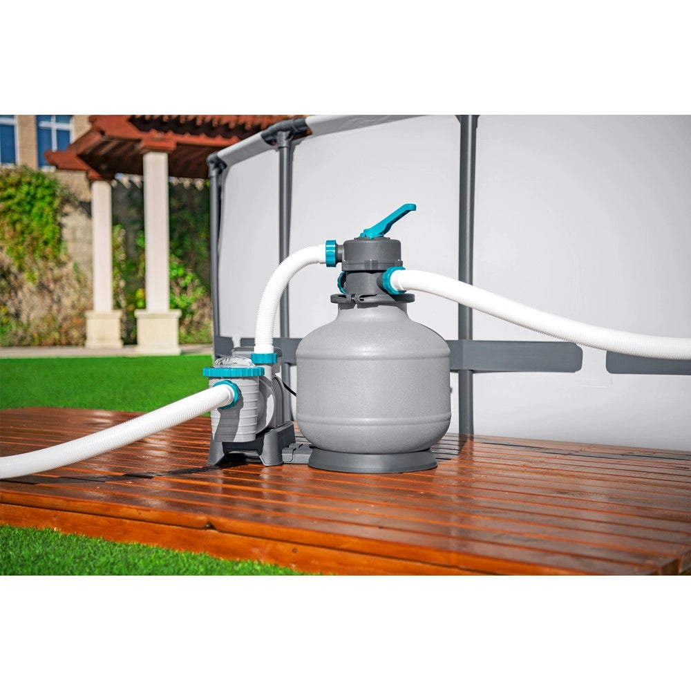 Trade Shop - Pompa Sistema Di Filtraggio A Sabbia Con Timer 6.056 L/h Per Piscine Fuori Terra 58497 -