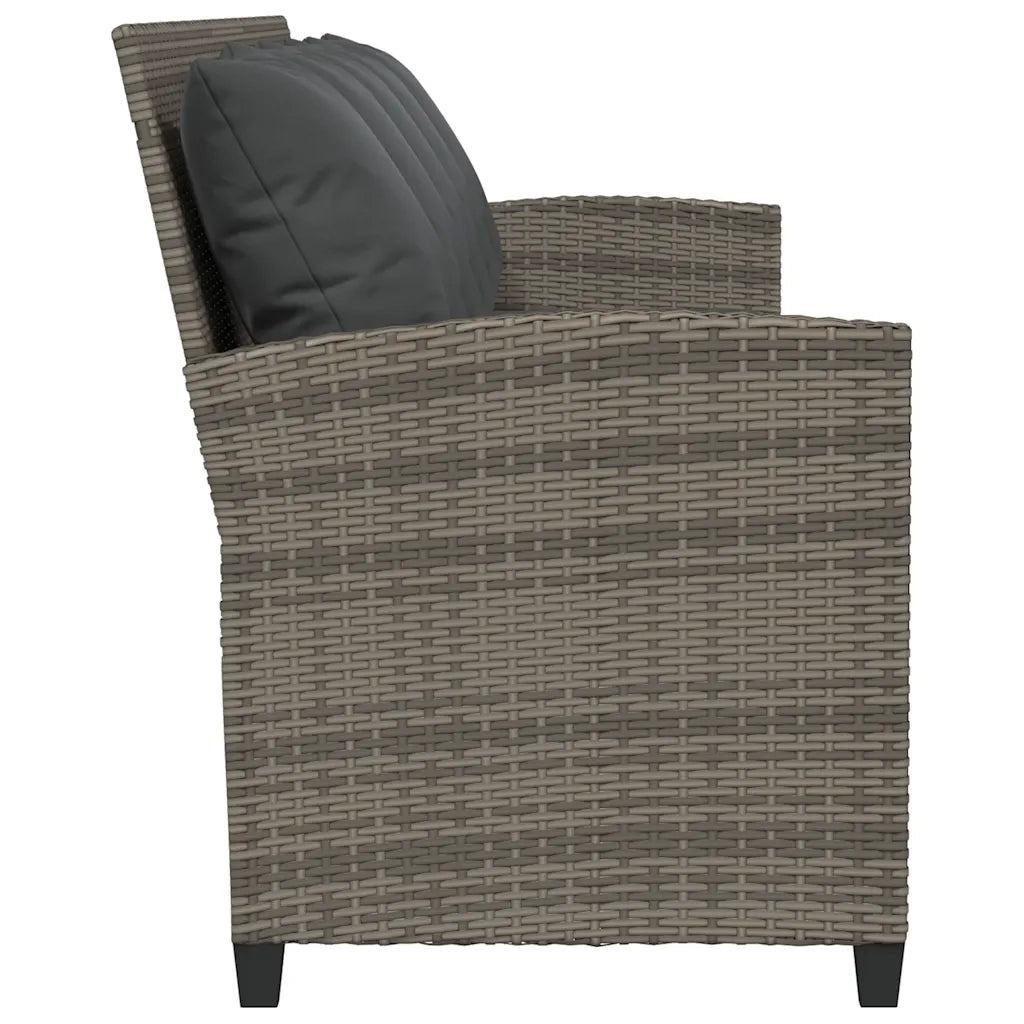 Divano da Giardino con Cuscini 5 Posti Grigio in Polyrattan 4104114