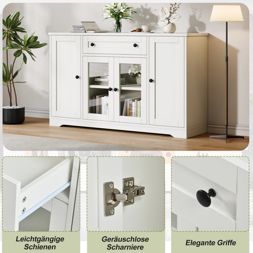 SIDEBOARD 4 ante e 1 cassetto 138x40x83 cm MDF bianco