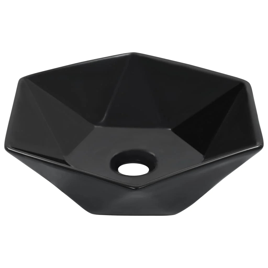 Lavabo da appoggio per l'interno del bagno cabina doccia cabina WC 41 x 36,5 cm ceramica nera 02_0002623
