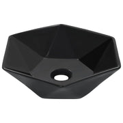 Lavabo da appoggio per l'interno del bagno cabina doccia cabina WC 41 x 36,5 cm ceramica nera 02_0002623
