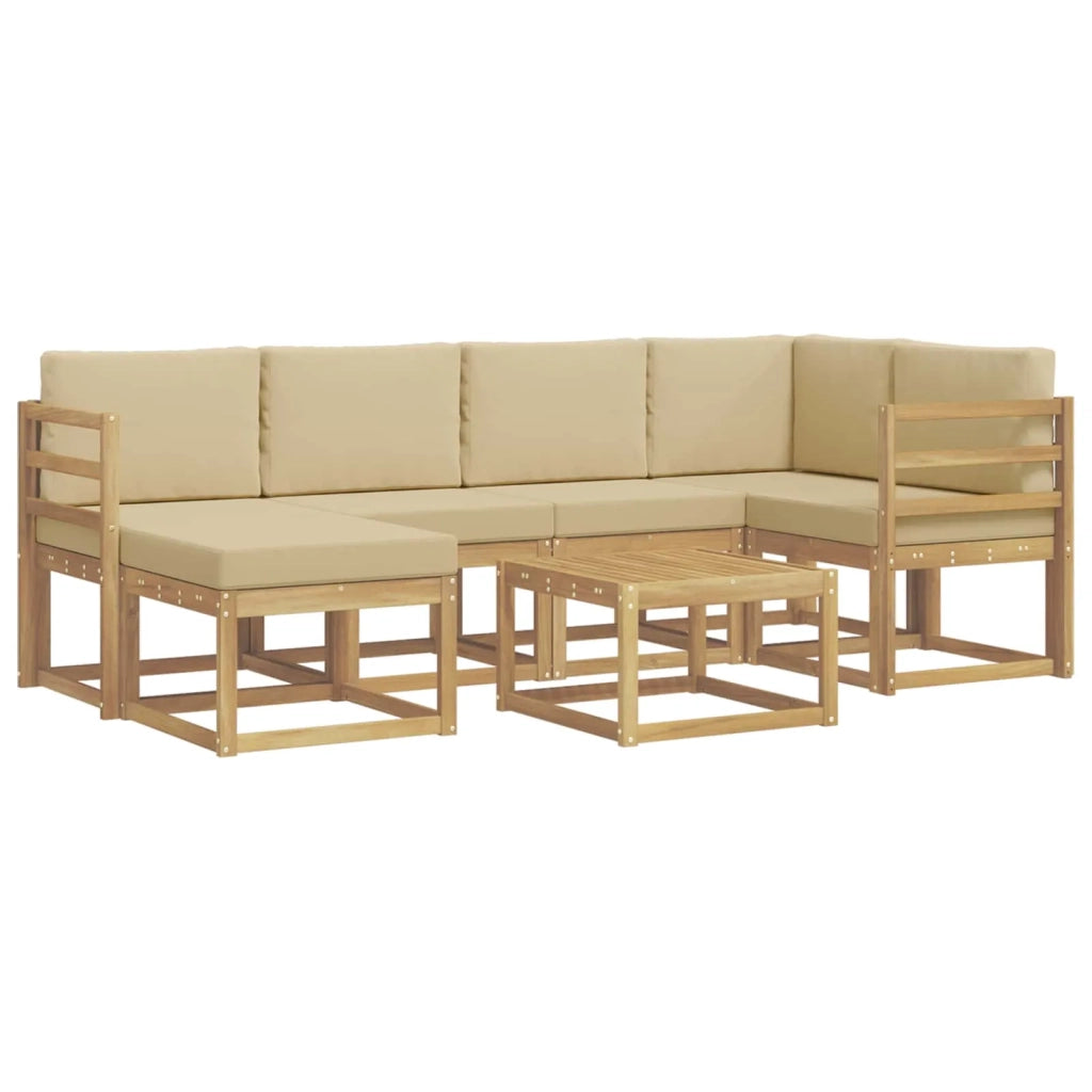 Set di divani da esterno con cuscino 7 pcs Bianco e Beige