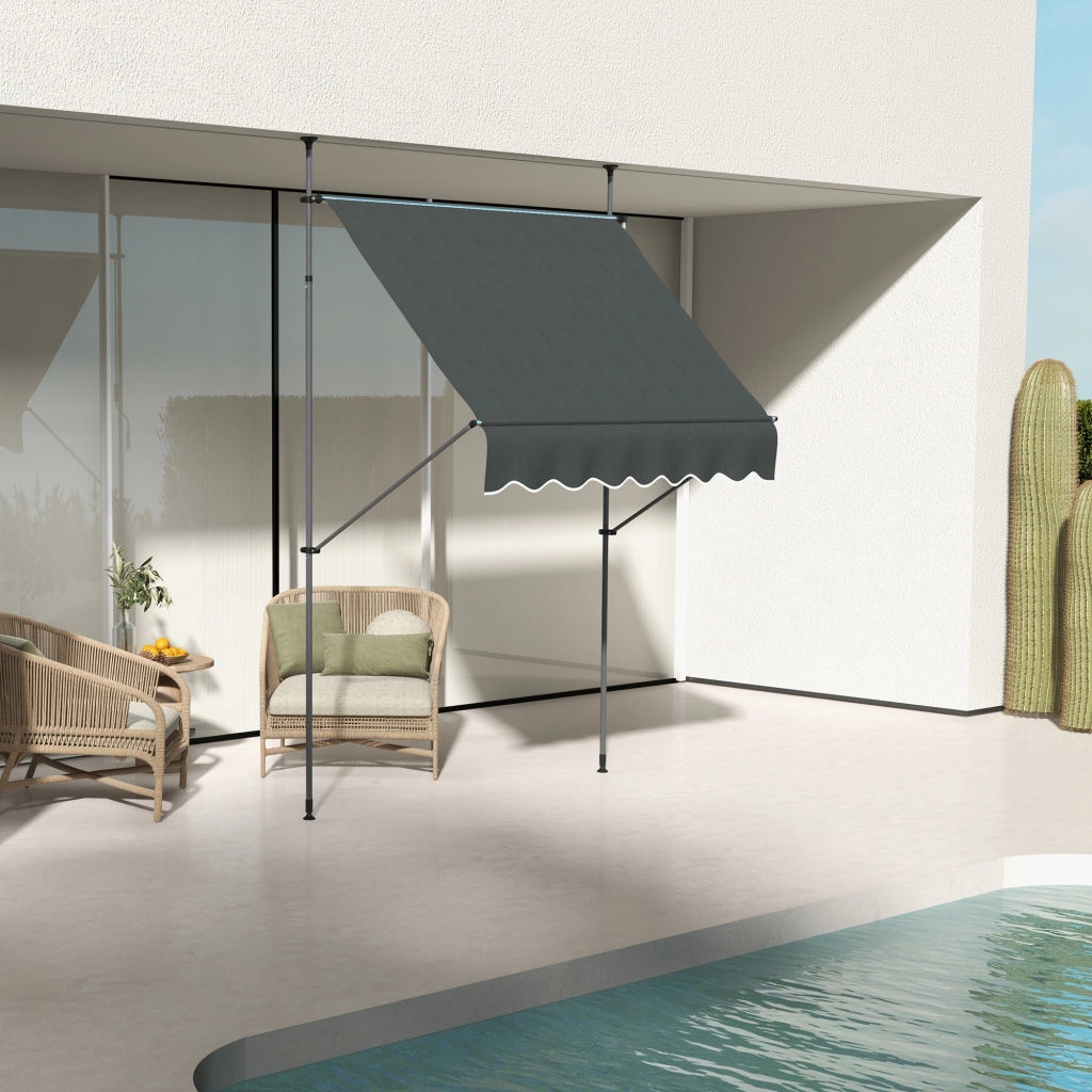 Tenda da Sole Retrattile Manuale ¨C Xylo ¨C Grigio Scuro 200x120x210-300 cm Impermeabile Anti-UV