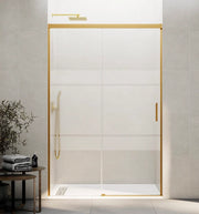 Box doccia frontale BASIC 1 fisso + 1 scorrevole 150-155 cm (61-66) oro vetro frost