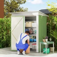 Casetta da Giardino Porta Attrezzi in Acciaio con Porta Bloccabile, 161x95x163/181cm, Verde