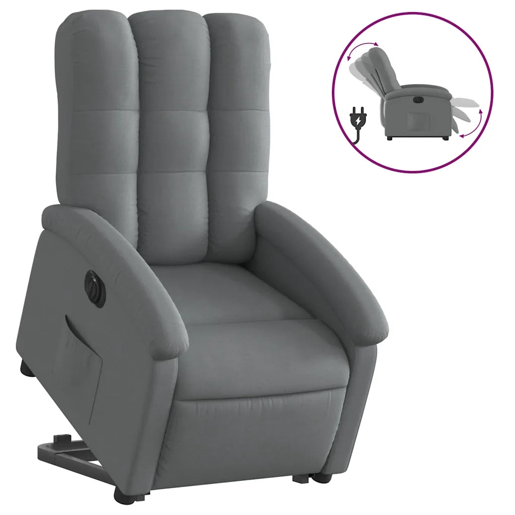 Poltrona Alzapersona Reclinabile Elettrica Grigio Scuro Tessuto 3204117