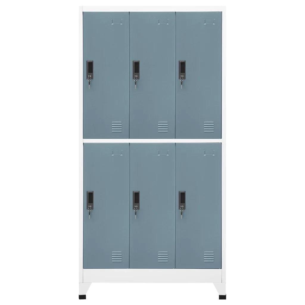 Armadietto moderno con vani portaoggetti 90 x 45 x 180 cm in acciaio grigio scuro 02_0047016