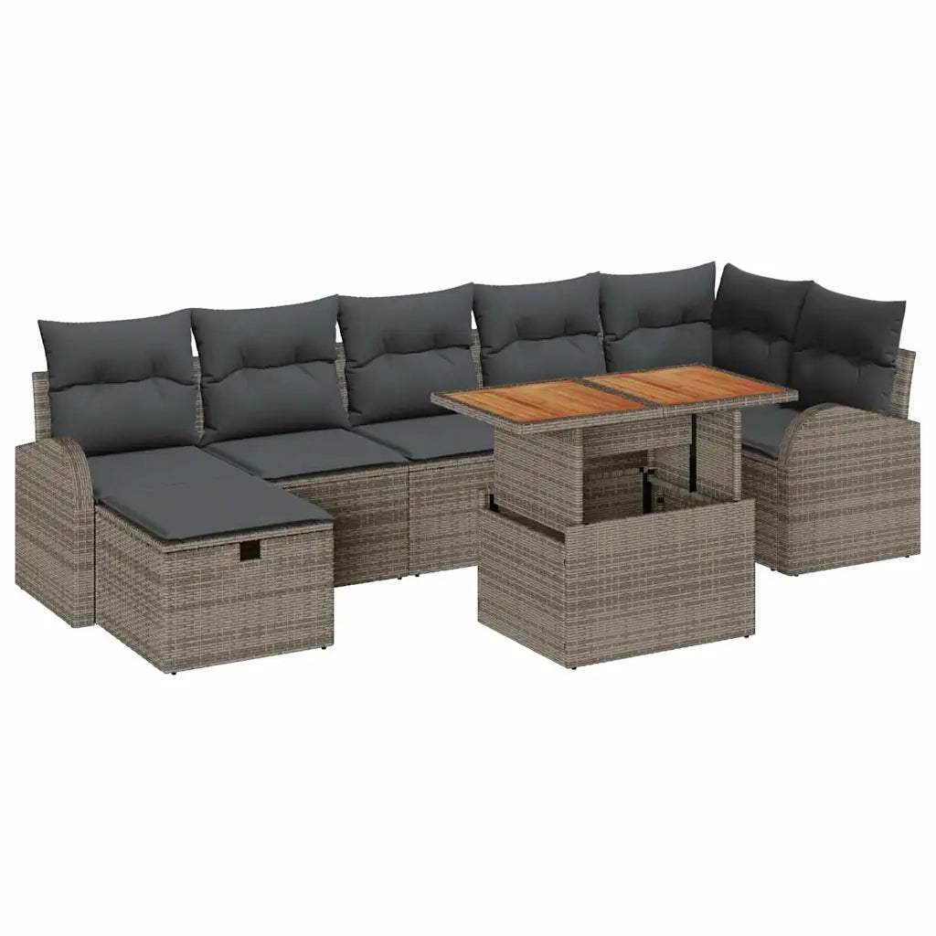 Set Divano da Giardino 8 pcs Grigio polyrattan