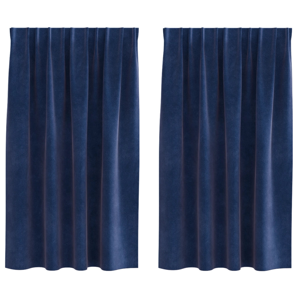 Tende Blackout  con nastro superiore 2 pezzi Blu scuro in velluto