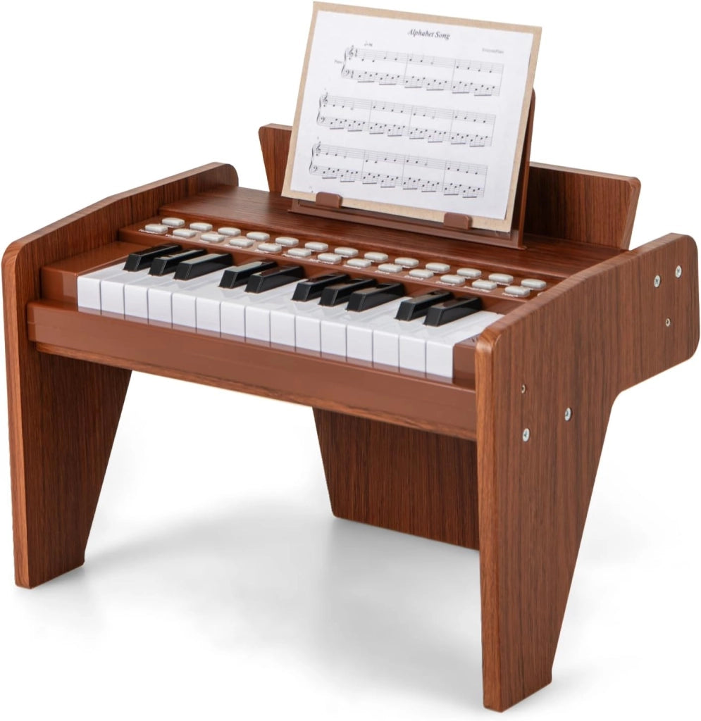 Tastiera a 25 tasti per bambini, pianoforte elettronico con tasto luminoso e leggio, pianoforte digitale per bambini di 18+ mesi, registrazione e lettura, modalità di apprendimento (nero)