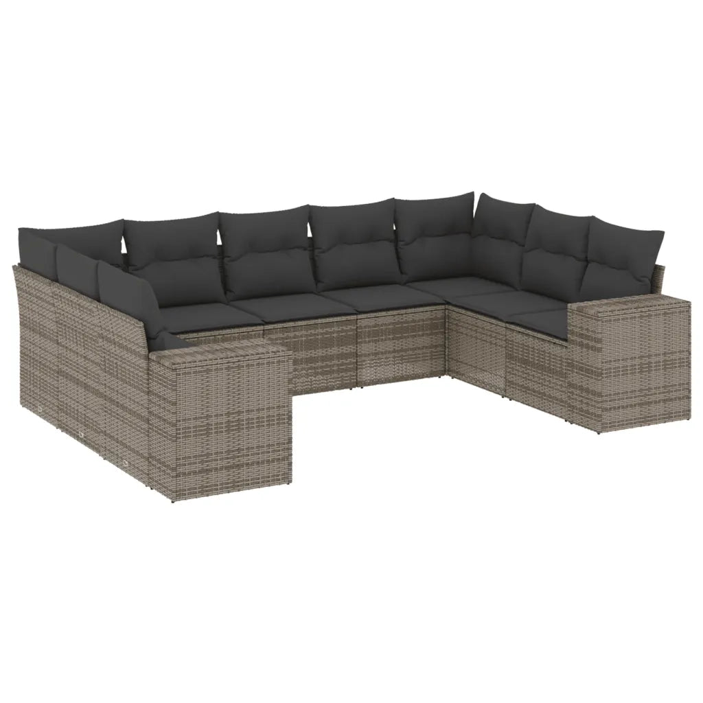 Set Divano da Giardino 9 pz con Cuscini Grigio in Polyrattancod mxl 112958