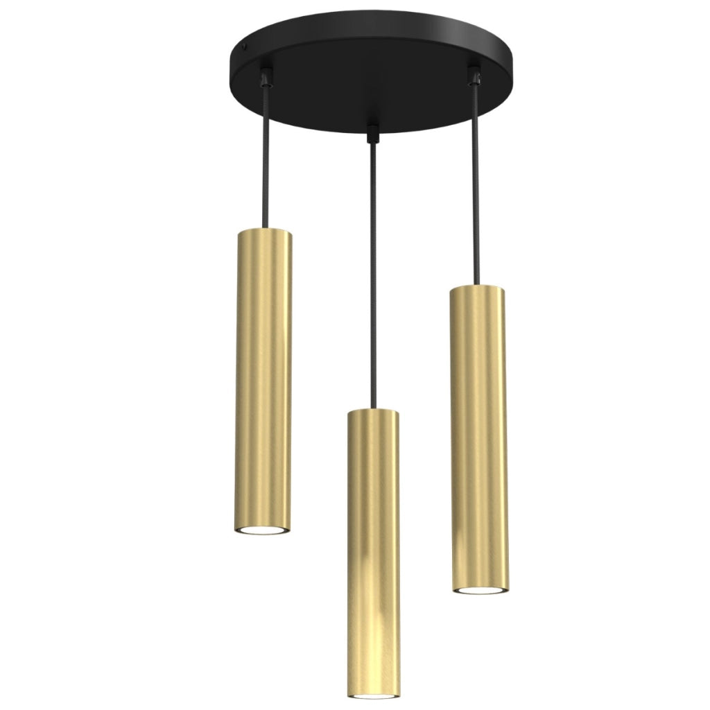 Lampada a sospensione tonda ottone/nera 3xGU10 Raito