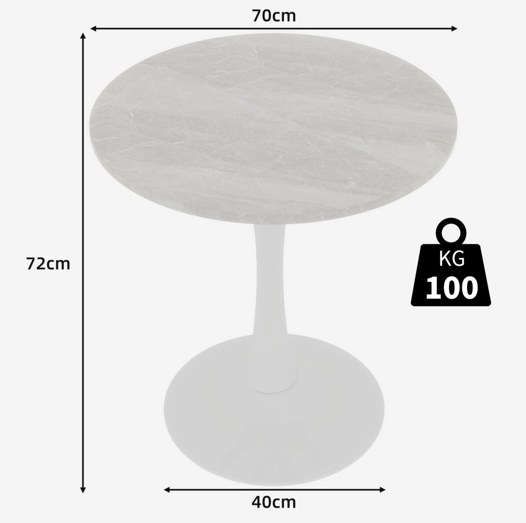 Tavolino rotondo in marmo artificiale bianco