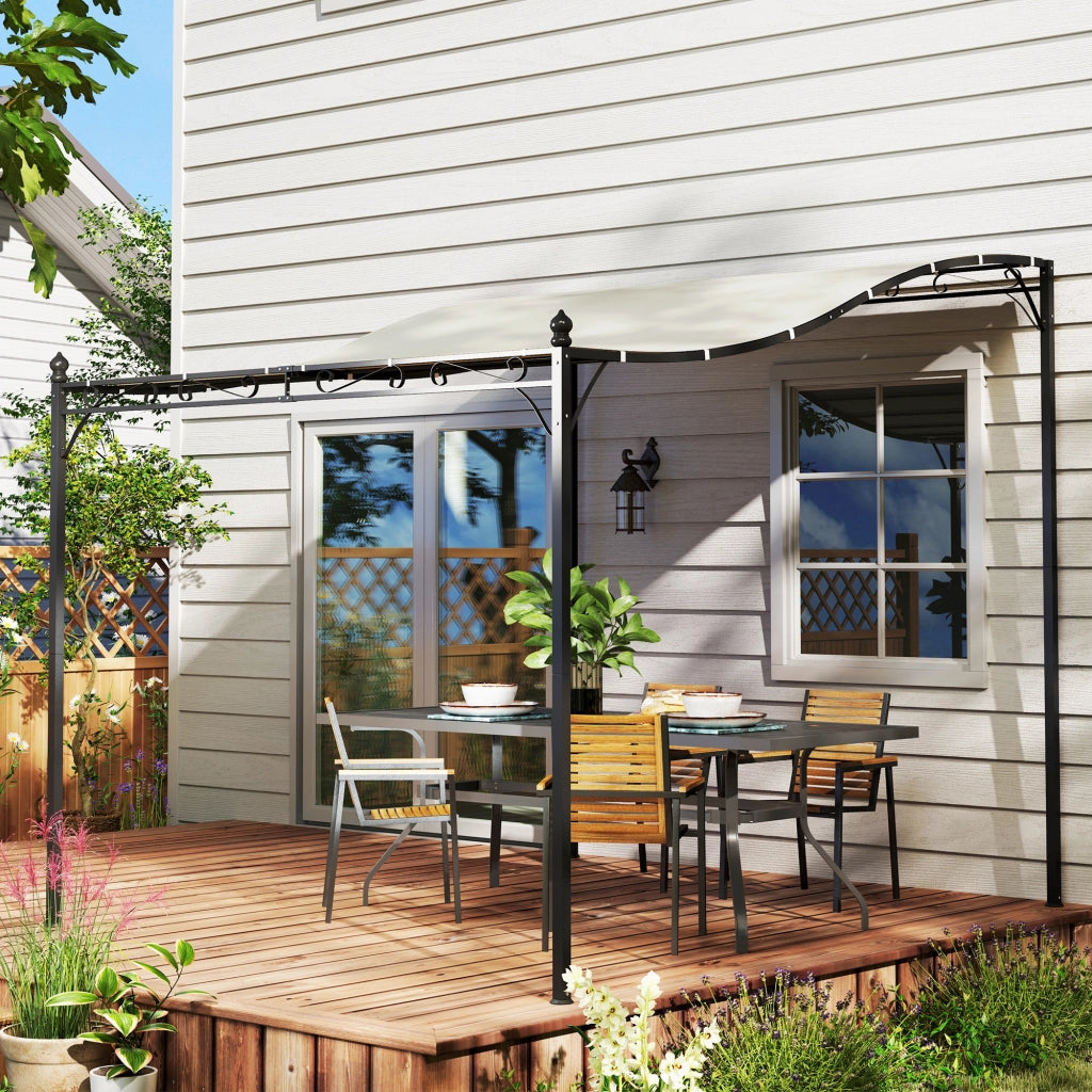 Pergolato estensibile con tetto idrorepellente gazebo indipendente padiglione da giardino dimensioni circa 2.5x3x2.5 m protezione solare colore bianco crema