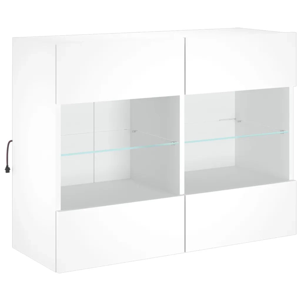 Mobile TV a Parete con Luci LED-Mobile TV a Muro Bianco 78,5x30x60,5 cm