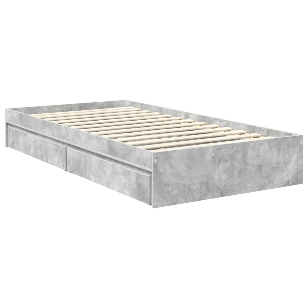 Letto con Contenitore con testiera Grigio cemento 90 x 190 cm