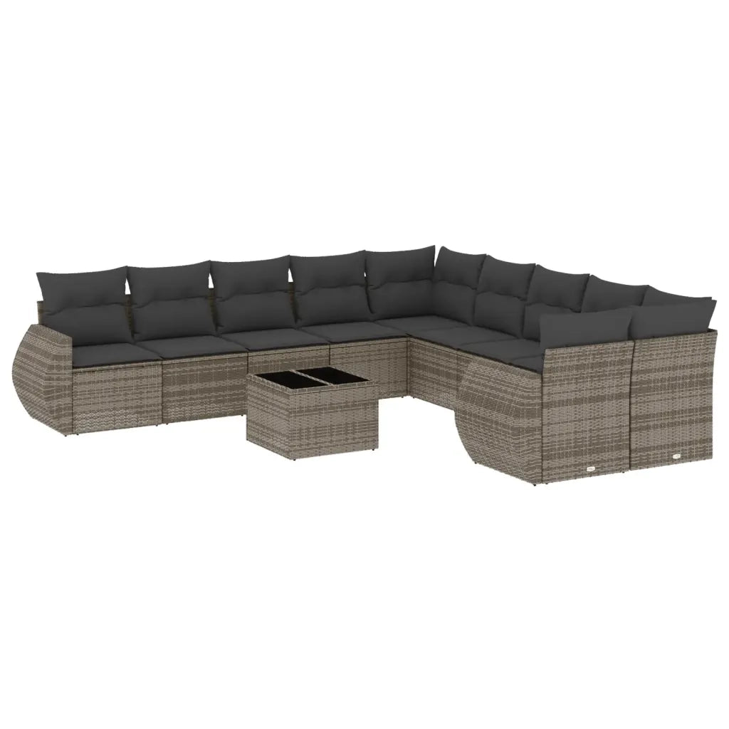 Set Divani da Giardino 11 pz con Cuscini in Polyrattan Grigiocod mxl 91592