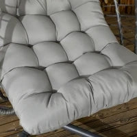 Poltrona Sospesa in Rattan PE con Cuscino, Seduta Pieghevole e Struttura in Acciaio, Grigio