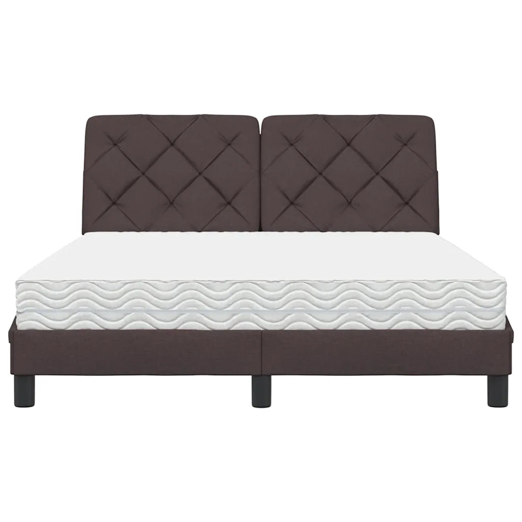 Letto con Materasso Marrone Scuro 120x200cm Tessuto