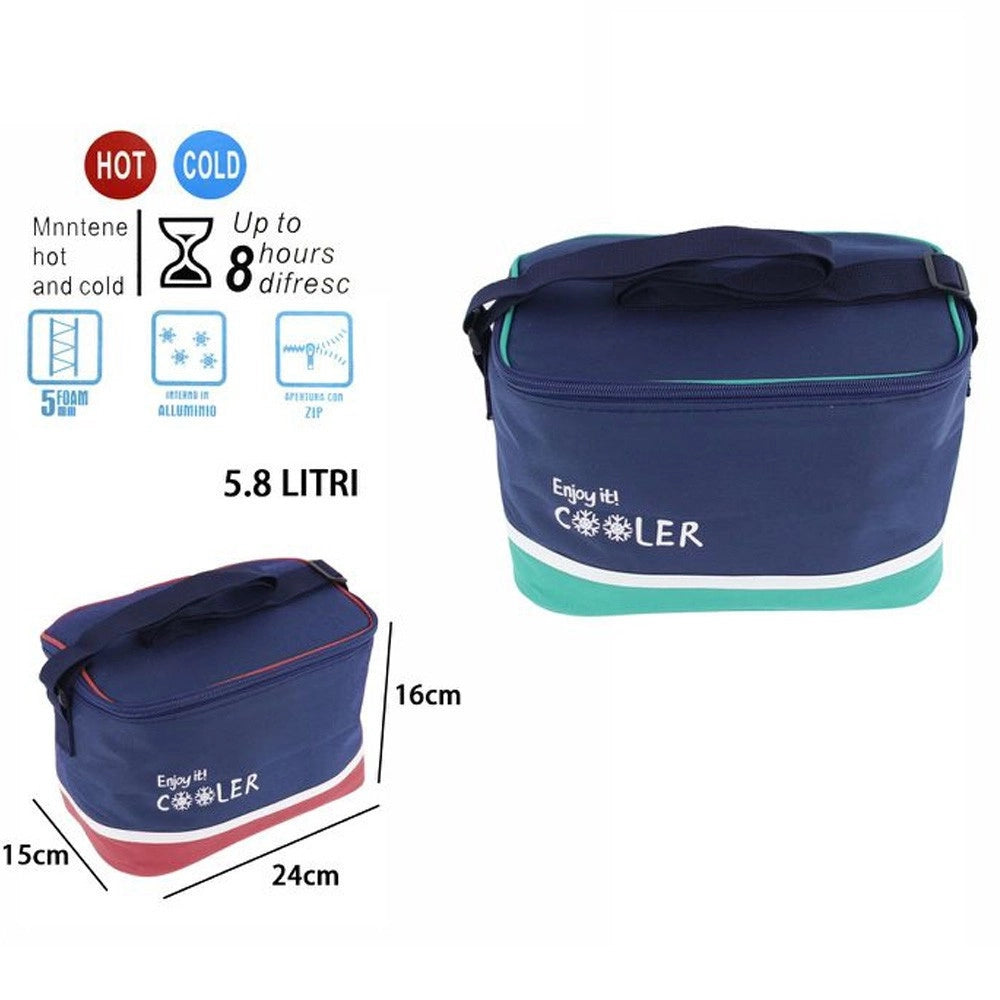 Trade Shop - Borsa Termica 5.8 Litri Frigo Borsetta Spiaggia Mare Escursione Pic Nic 8 Ore -
