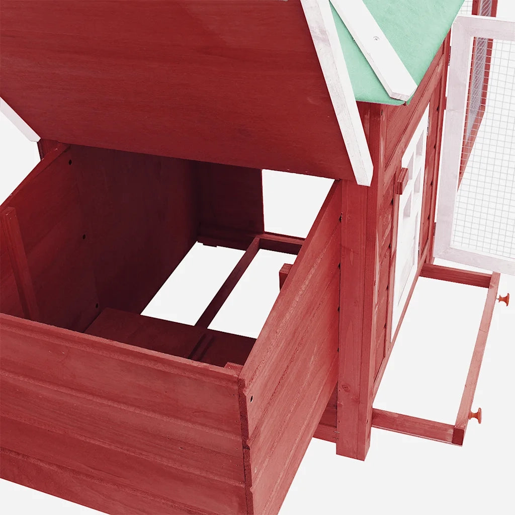 Pollaio con Casetta Nidificazione Rosso 190x72x102 cm in Abete 170983