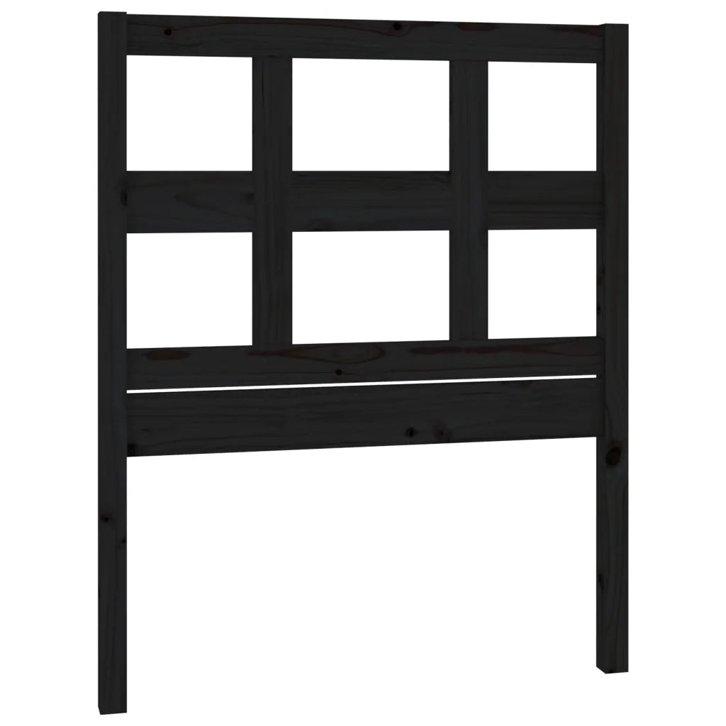Testiera per Letto Nera 95,5x4x100 cm in Legno Massello di Pino 818904
