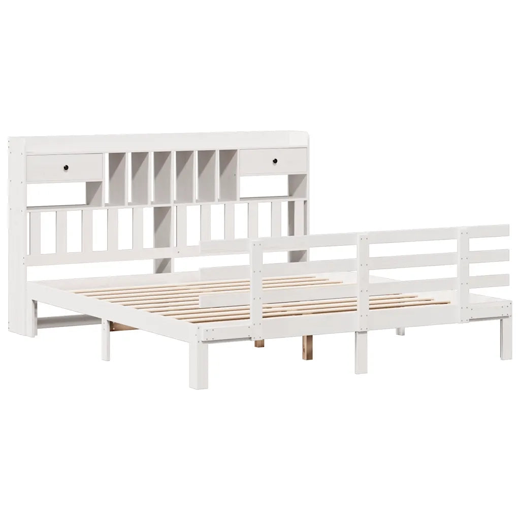 Giroletto con Libreria senza Materasso-Struttura Letto con contenitore 180x200 cm in Legno Pino 412917