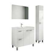 Liona, set Mobili Bagno Specchio Incluso, Bianco Lucido