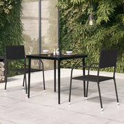 Tavolo da Giardino Nero 80x80x74 cm in Acciaio e Vetro 318749