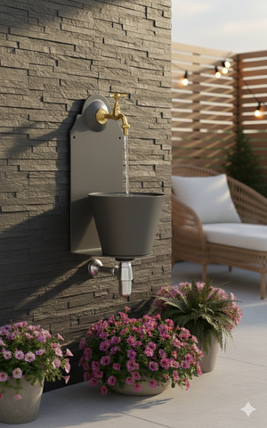 Fontana a Parete da Giardino con Rubinetto Belfer 42/PR Antracite